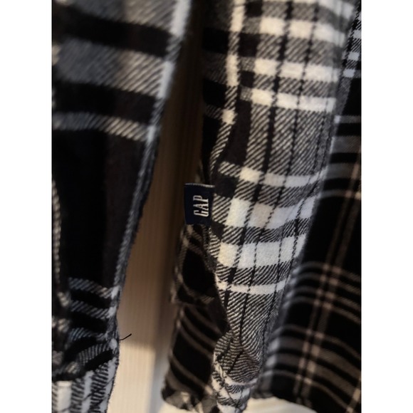 GAP Plaid Flannel Long Sleeve Button Up‎ Shirt women's XL Black White - Picture 7 of 10
